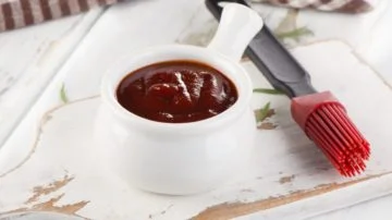 BBQ sauce in white bowl